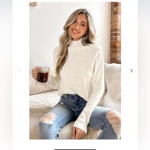 Cupshe Ivory Gigot Sleeve Sweater Size Small NWT